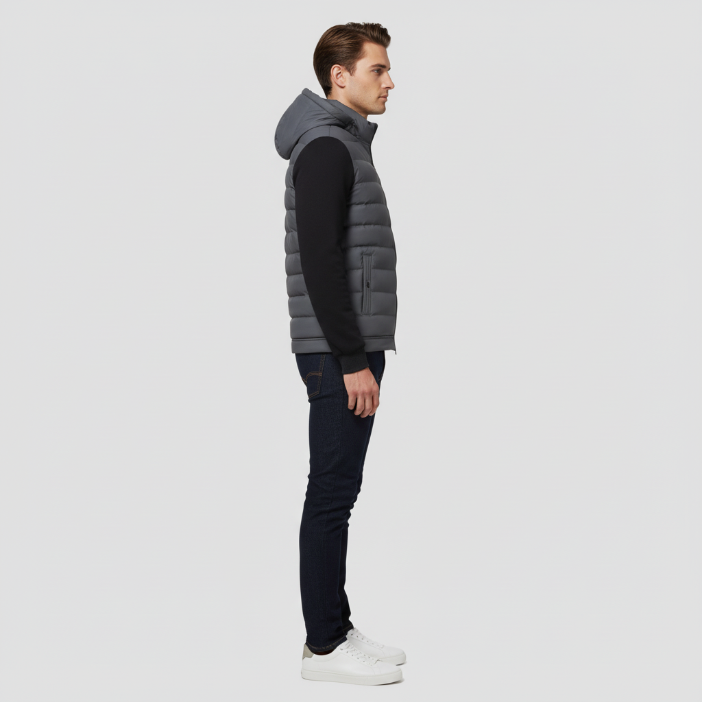 Hybrid winter jacket with hood in a modern style for men