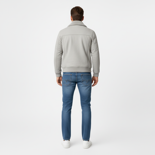 Men's winter jacket with zipper and stand-up collar 