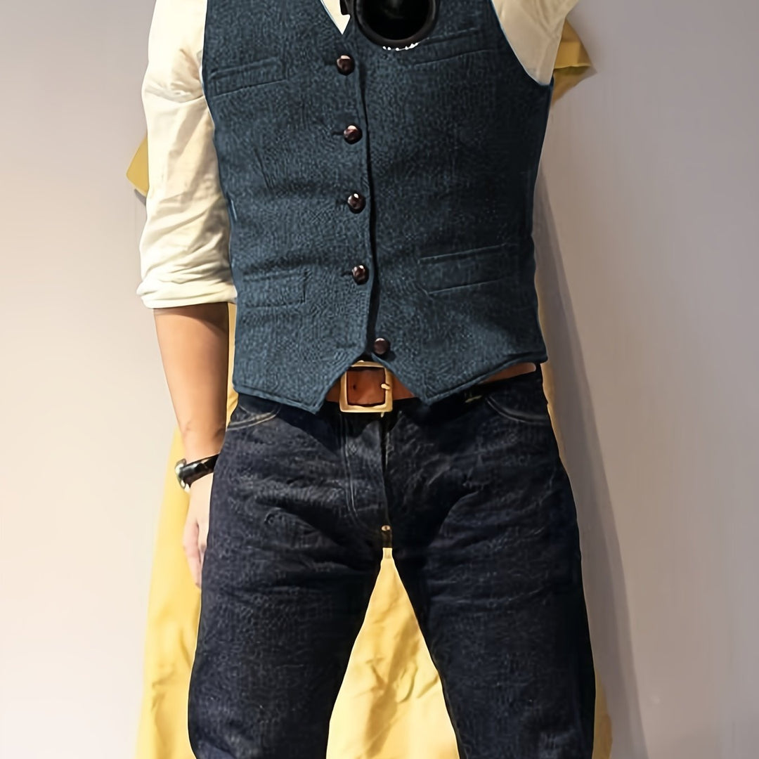 Vintage tweed western-style vest for men