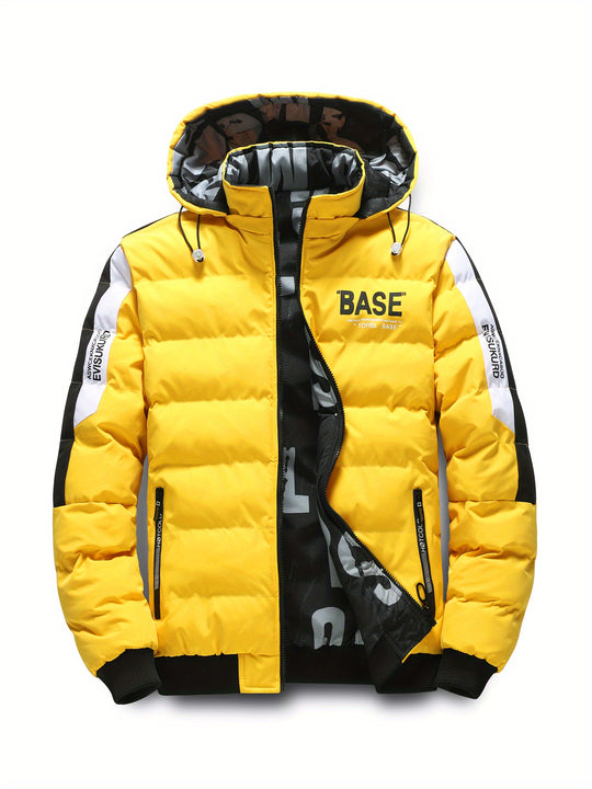 Warm puffer jacket with letter pattern for men
