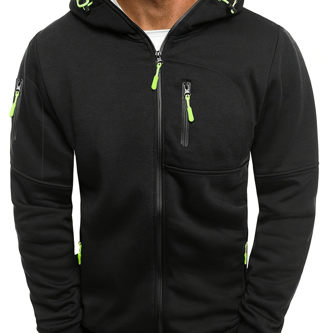 Men's sporty zip-up hooded jacket