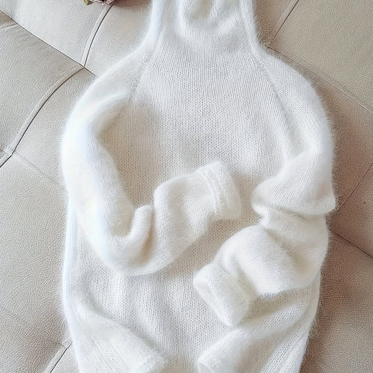 Women's solid-color roll-neck sweater