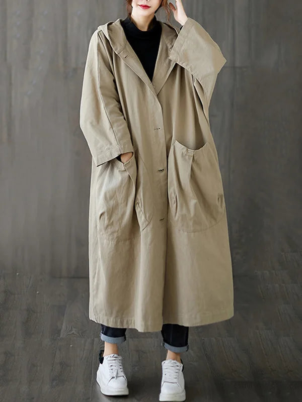 Women's Long Coat with Weatherproof Design