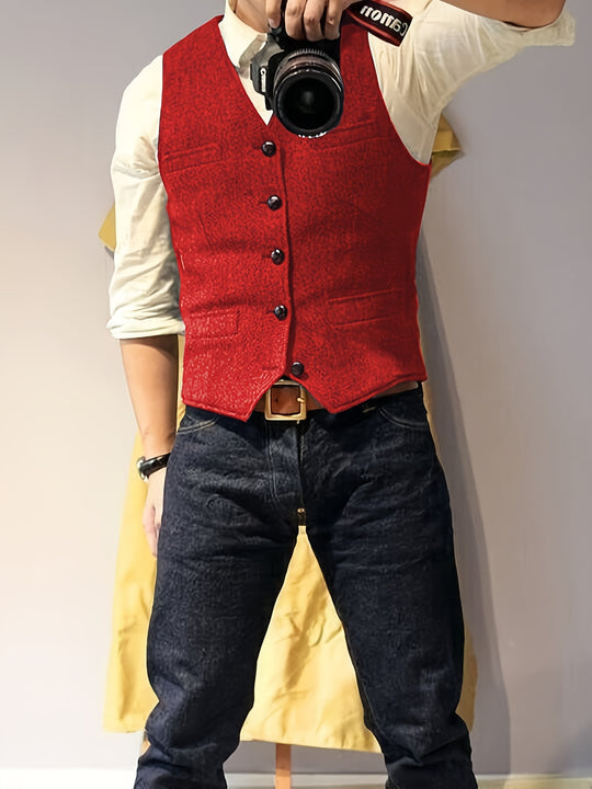 Vintage tweed western-style vest for men