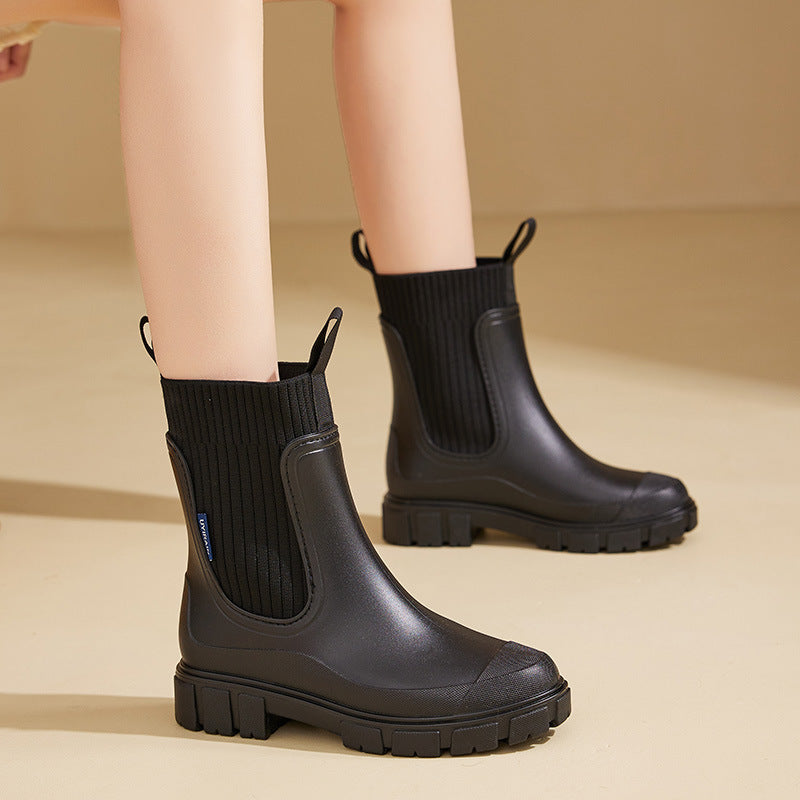 Women's Rubber Boots with Non-Slip Sole for Rainy Weather