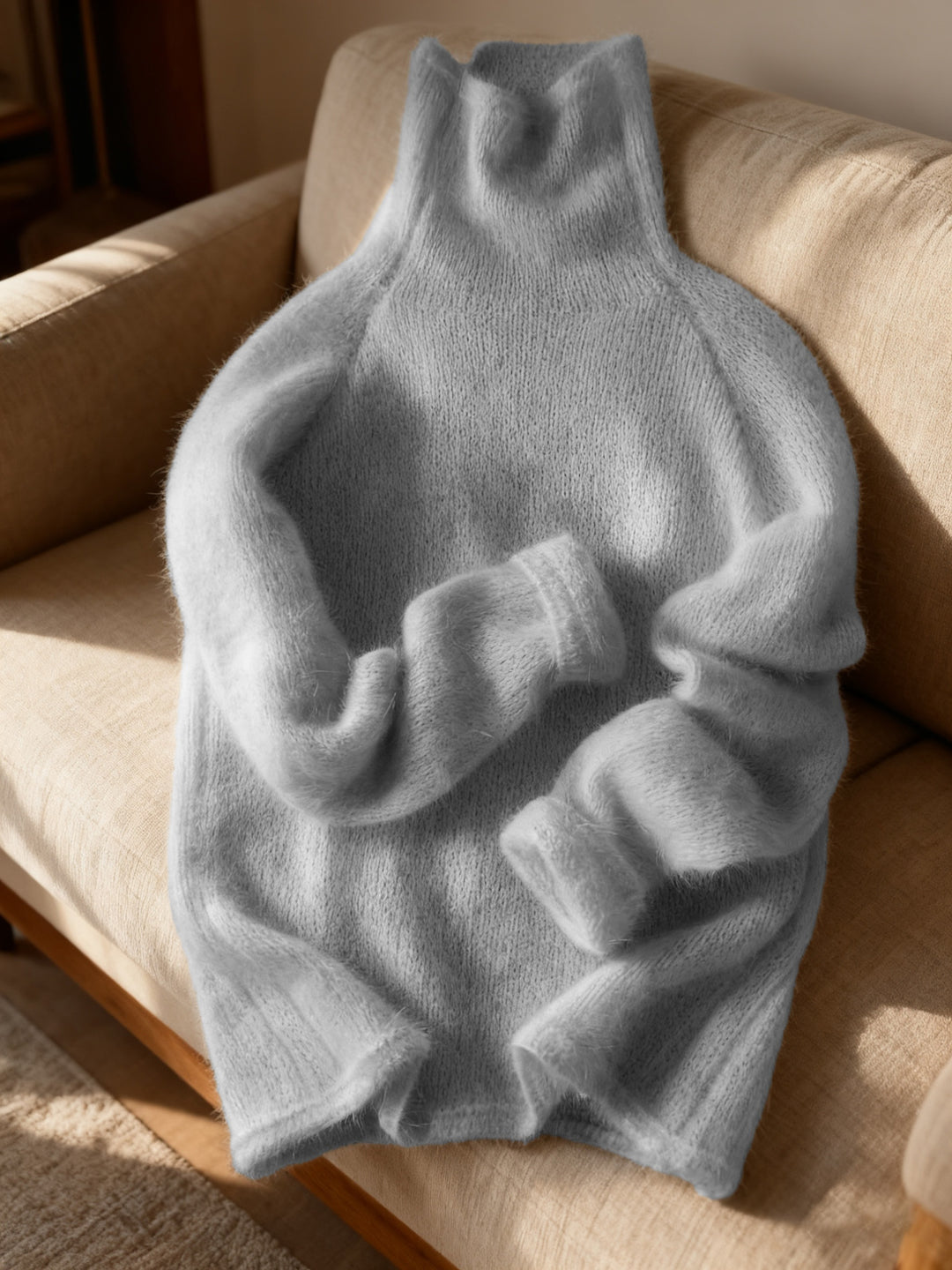 Women's solid-color roll-neck sweater