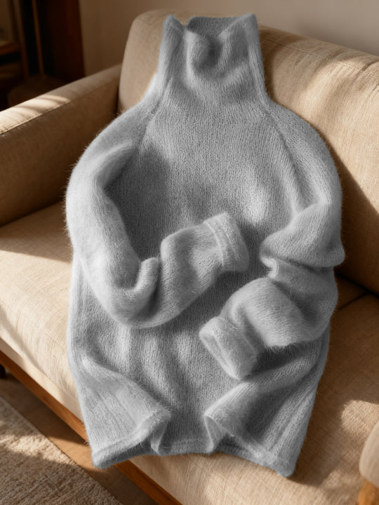 Women's solid-color roll-neck sweater