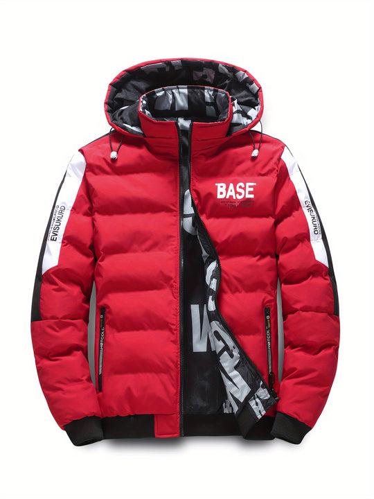 Warm puffer jacket with letter pattern for men