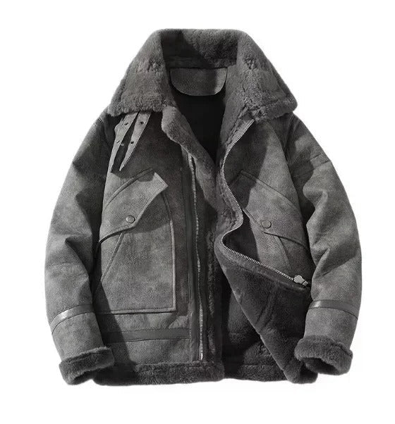 Gefütterte Herrenjacke mit Stehkragen und Fleecefutter
