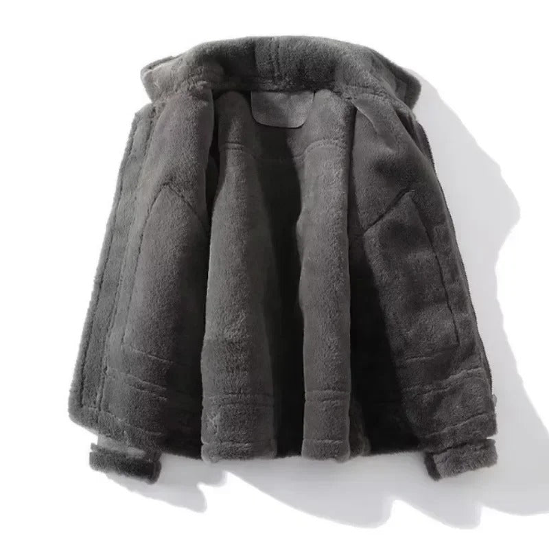 Gefütterte Herrenjacke mit Stehkragen und Fleecefutter