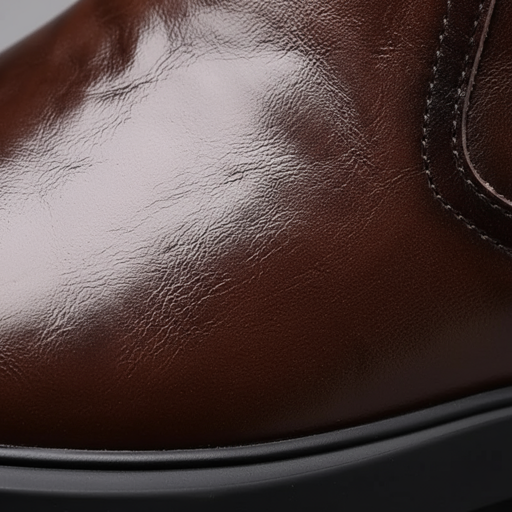 Braune Lederstiefel für Herren in einer schlichten Produktansicht