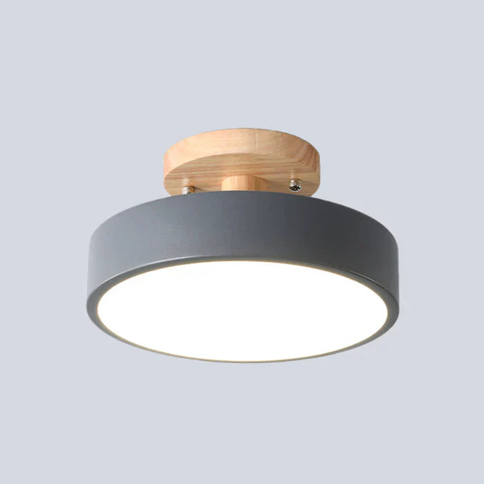 Scandinavian LED ceiling lamp with wooden details &amp; modern color options