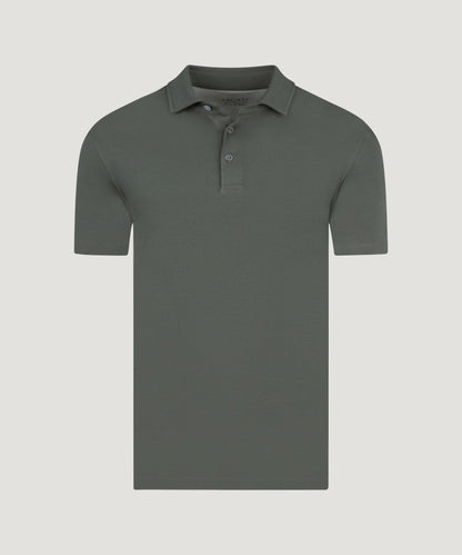 Men's polo shirt with short sleeves and classic collar back view