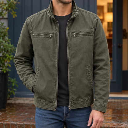 Gewaschene Jacke Aus Baumwollmix Mit Vier Taschen