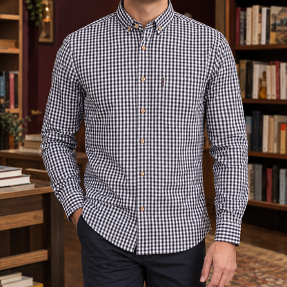 Herrenhemd mit Vichy-Karo aus Baumwolle im Slim Fit
