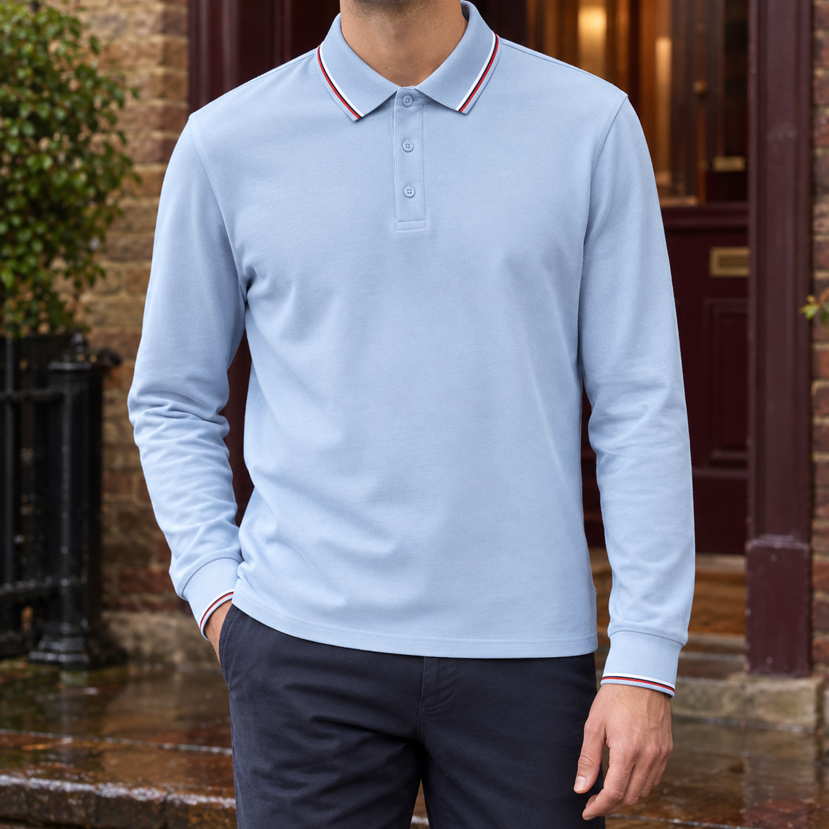 Damenpoloshirt aus Baumwollmischung mit Kontrastkante