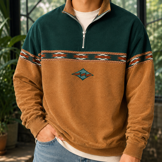 Herren-Strickpullover mit Stehkragen und praktischem Viertelreißverschluss