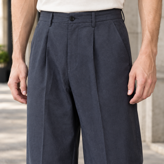 Damenhose mit entspanntem Schnitt und Bundfalten, Seitenansicht