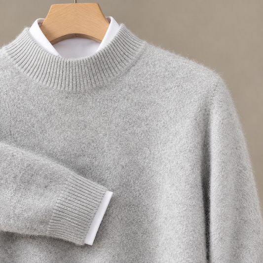 Strickpullover für Herren mit geripptem Stehkragen