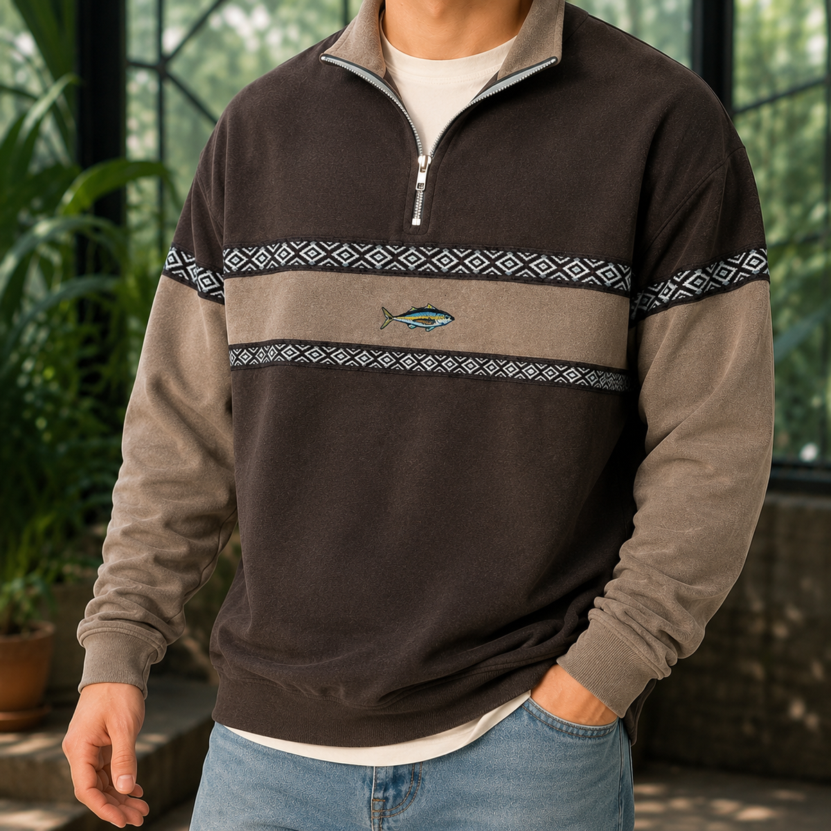 Strickpullover für Herren mit klassischem Design und strukturiertem Material