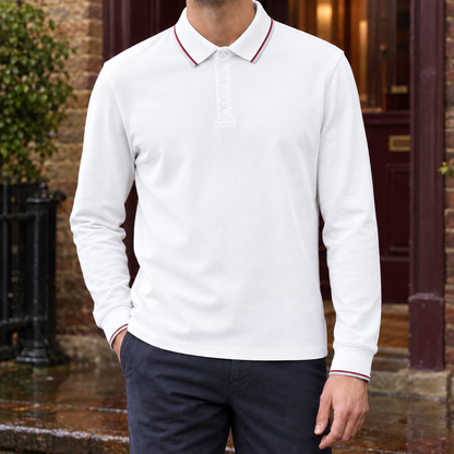 Herren Poloshirt Aus Baumwollmischung Mit Kontrastkante