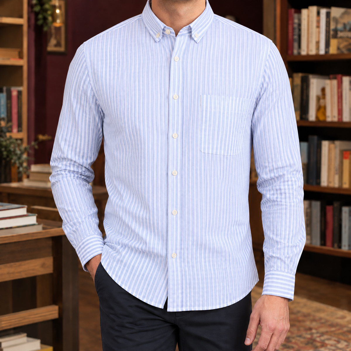Herrenhemd Vichy Karo Baumwolle Slim Fit