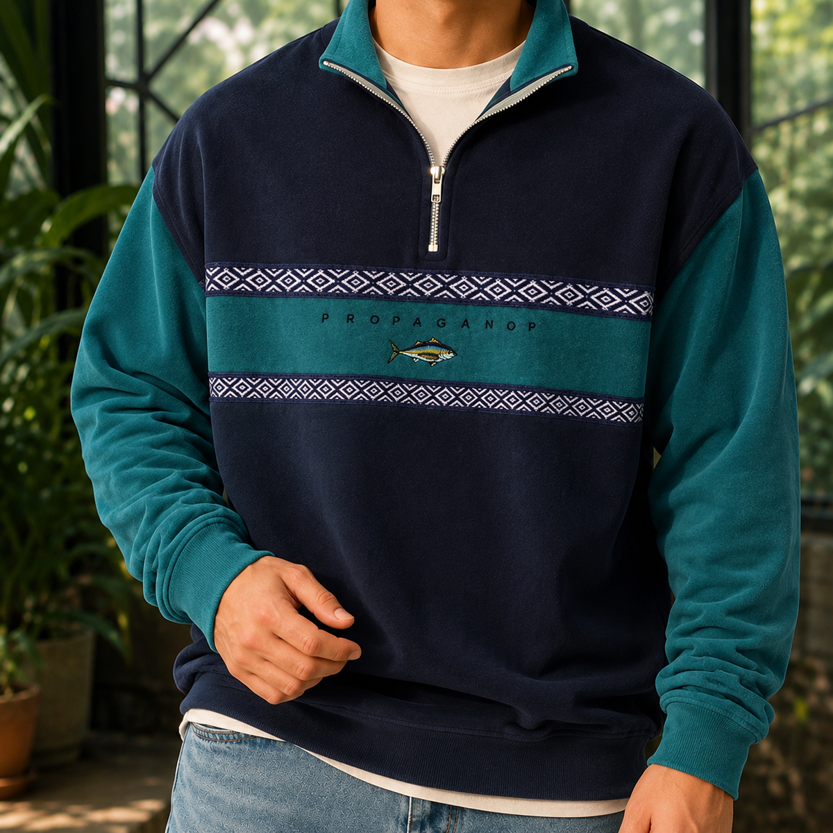 Vielseitiger Herrenpullover mit Viertelreißverschluss für Alltag und Freizeit