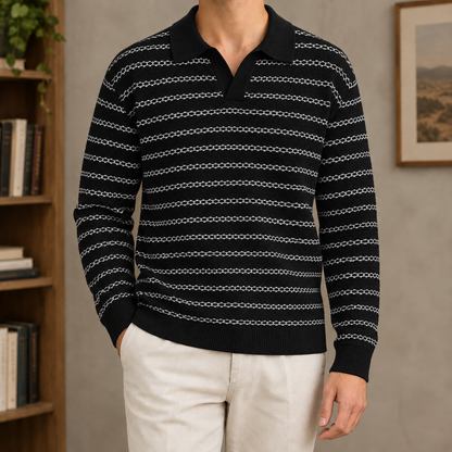 Weiches Damen-Strickpoloshirt mit geradem Schnitt und langen Ärmeln