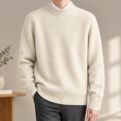 Nahaufnahme der Strickstruktur des Herrenpullover