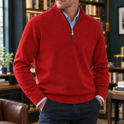 Rippstrick Pullover Mit Viertelreißverschluss