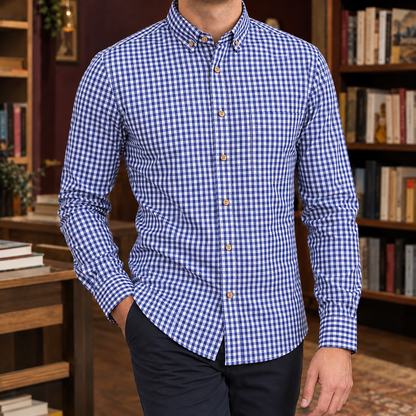 Herrenhemd Vichy Karo Baumwolle Slim Fit