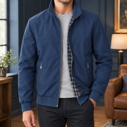Nahaufnahme des Reißverschlusses an der Herrenjacke