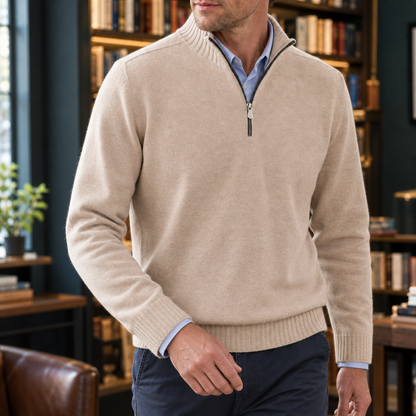 Rippstrick Pullover Mit Viertelreißverschluss