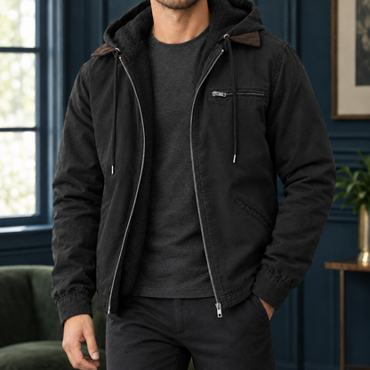 Rückansicht der Damen-Kapuzenjacke mit schlichtem Design
