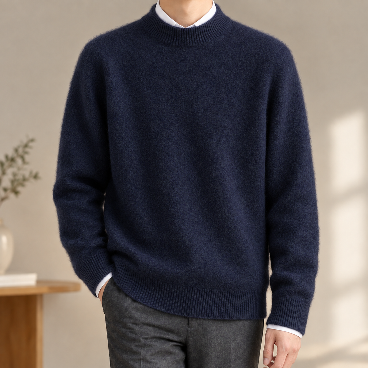 Rückansicht des Herren-Strickpullovers