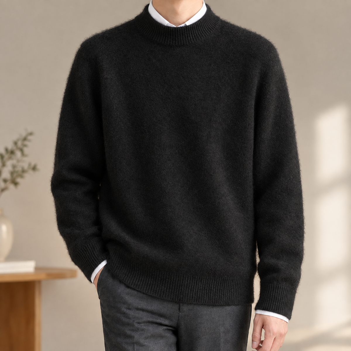 Strickpullover mit Stehkragen als vielseitiges Herren-Outfit