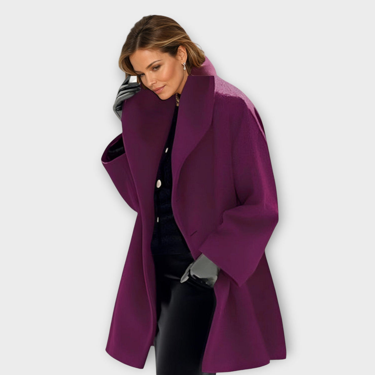Damen Winddichte Wolljacke Mit Eleganter Passform