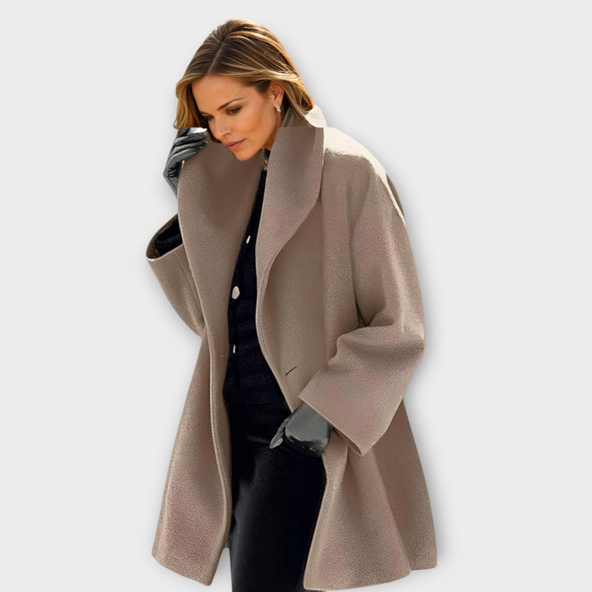 Damen Winddichte Wolljacke Mit Eleganter Passform