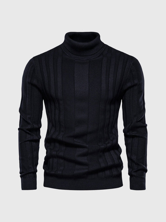 Men's Turtleneck Sweater with Striped Design