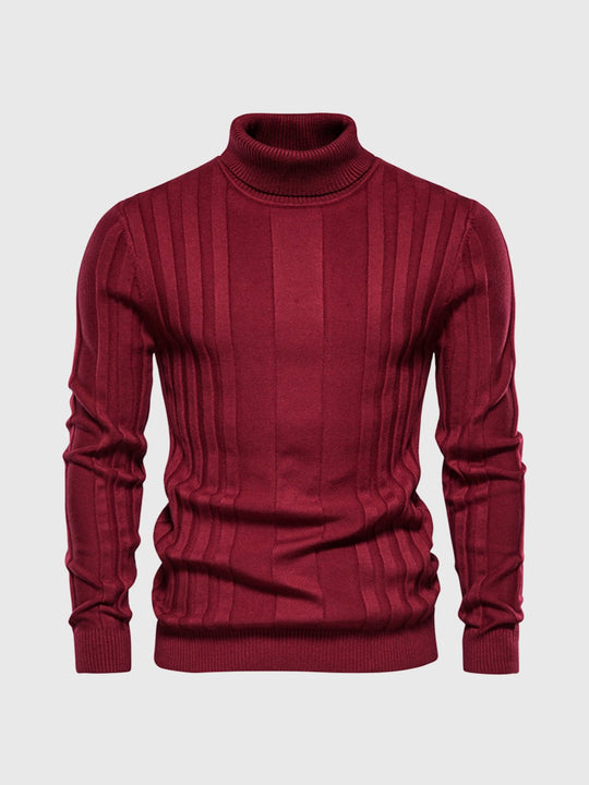 Men's Turtleneck Sweater with Striped Design