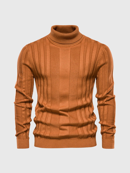 Men's Turtleneck Sweater with Striped Design