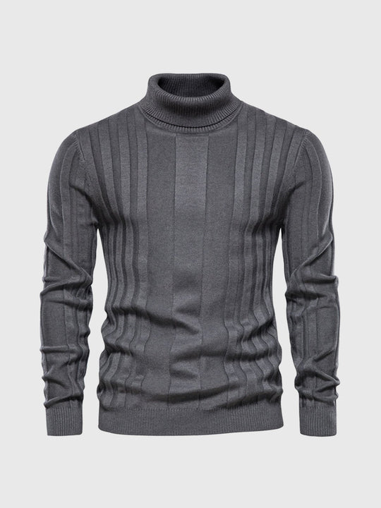 Men's Turtleneck Sweater with Striped Design