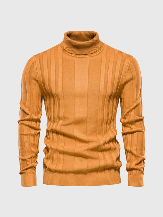 Men's Turtleneck Sweater with Striped Design