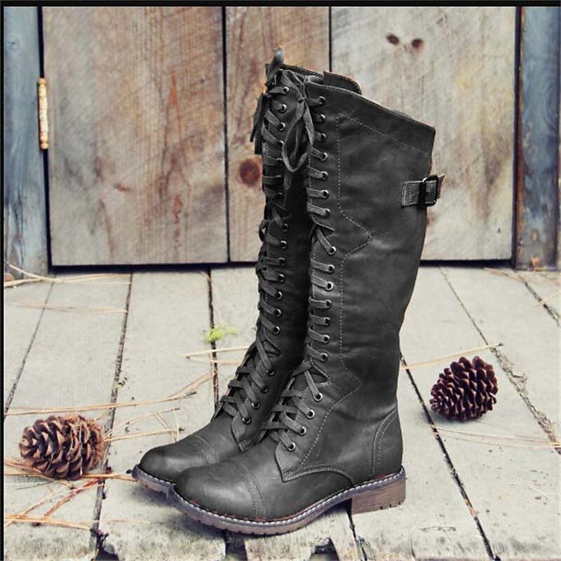 Women's High Lace-Up Riding Style Boots 