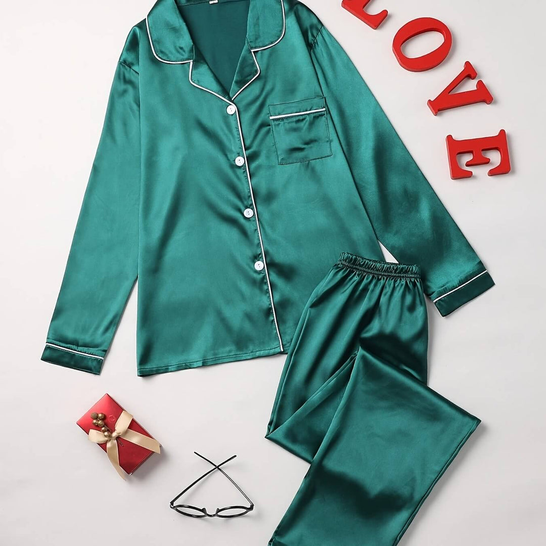 Women's Long Sleeve Pyjama Set with Button Placket 