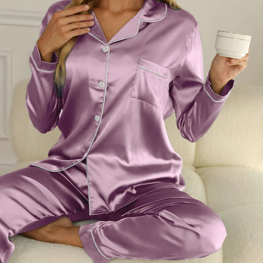 Women's Long Sleeve Pyjama Set with Button Placket 