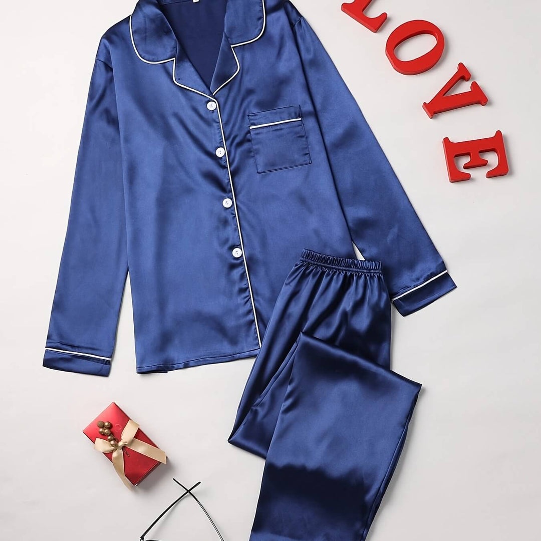Women's Long Sleeve Pyjama Set with Button Placket 