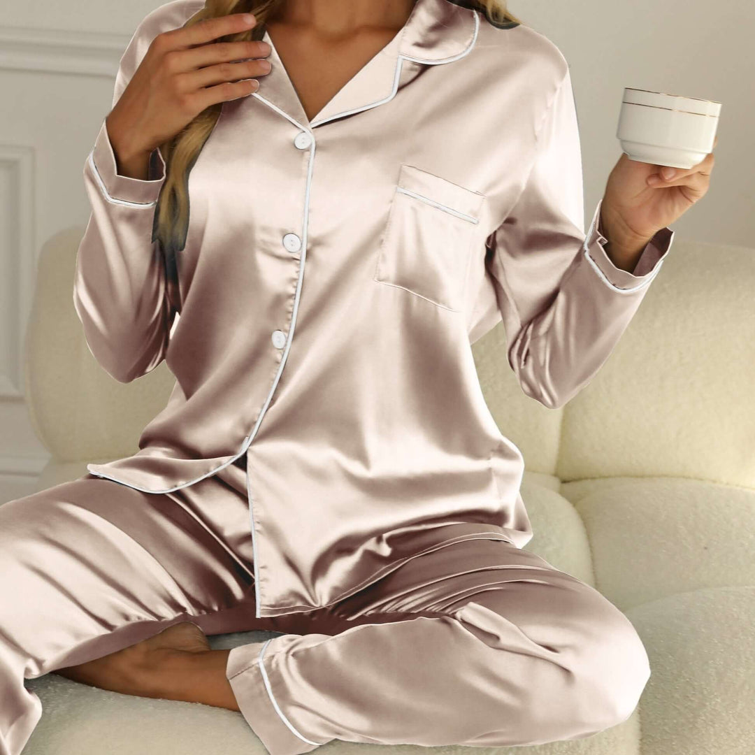 Women's Long Sleeve Pyjama Set with Button Placket 