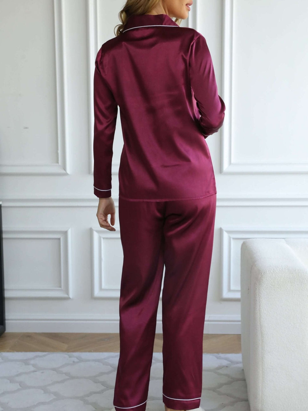 Women's Long Sleeve Pyjama Set with Button Placket 