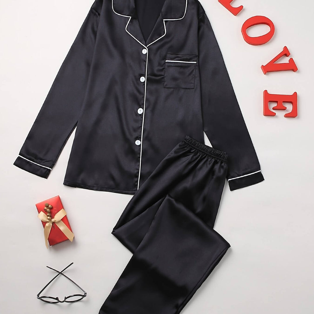 Women's Long Sleeve Pyjama Set with Button Placket 
